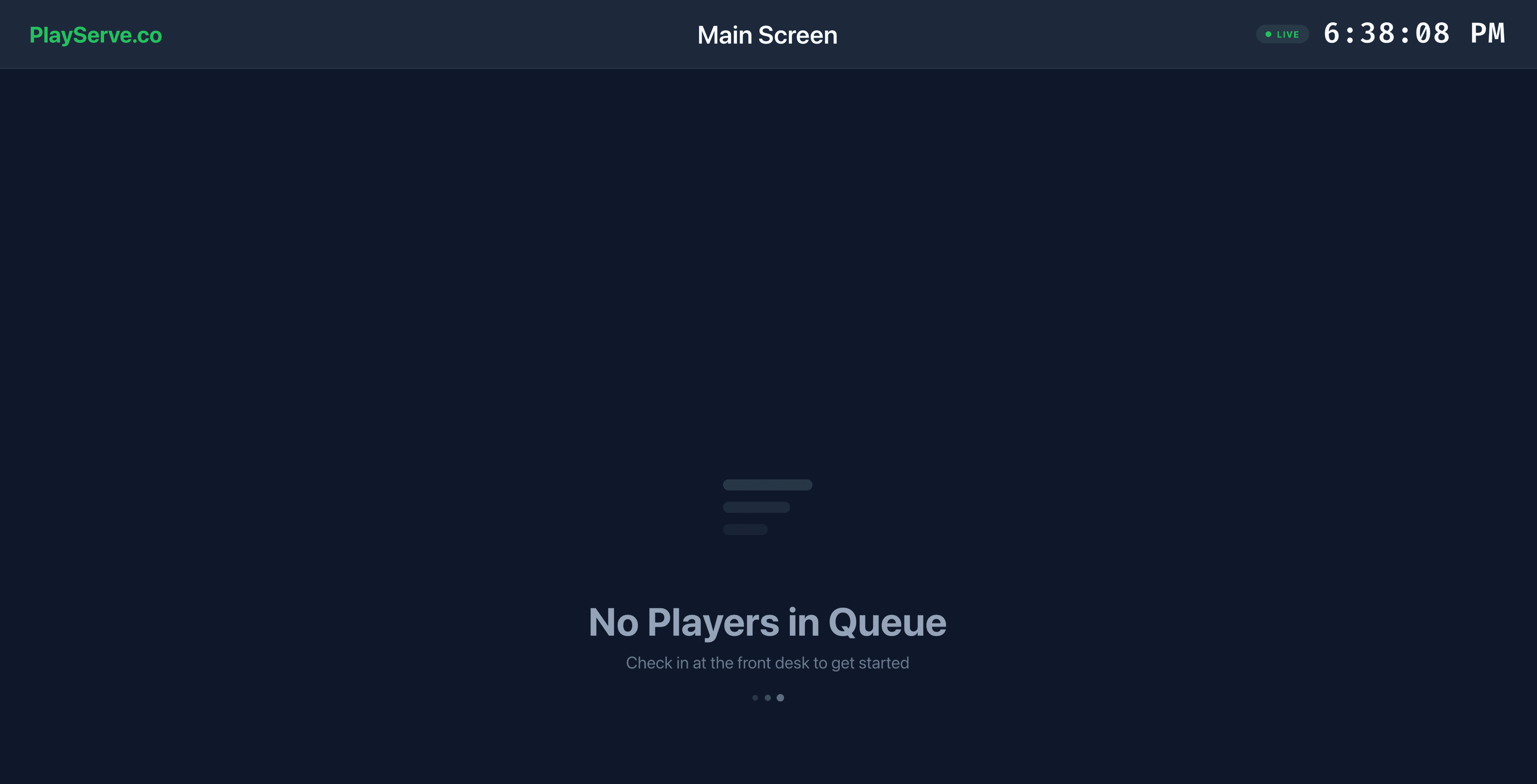 Queue management display showing real-time court availability